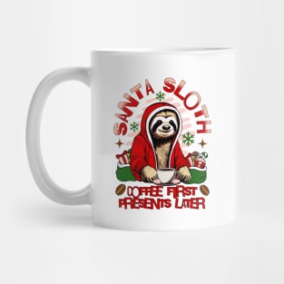 Santa sloth sipping coffee Mug